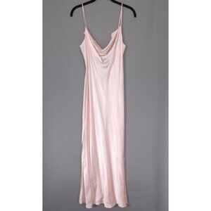 VICTORIA'S SECRET Vintage 100% SILK Charmeuse Maxi Slip Dress MEDIUM Blush Pink